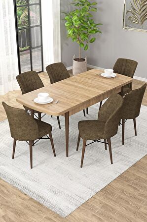 Rovena Alto Meşe 70x114 Açılabilir Suntalam Yemek Odası Takımı 6 Adet Sandalye