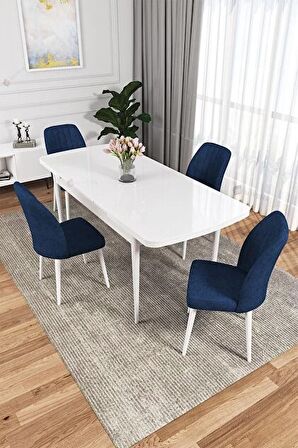 Rovena Lucca Beyaz 70x114 Açılabilir Suntalam Yemek Odası Takımı 4 Adet Sandalye