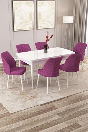 Rovena Lucca Beyaz 70x114 Açılabilir Suntalam Yemek Odası Takımı 6 Adet Sandalye