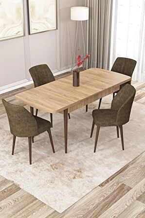 Rovena Lucca Meşe 70x114 Açılabilir Suntalam Yemek Odası Takımı 4 Adet Sandalye