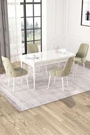 Rovena Lila Beyaz 70x114 Açılabilir Mdf Mutfak Masası Takımı 4 Adet Sandalye