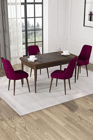 Rovena Lila Barok 70x114 Açılabilir Mdf Mutfak Masası Takımı 4 Adet Sandalye