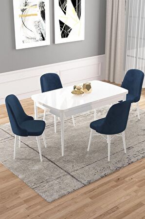 Rovena Rain Beyaz 70x114 Açılabilir Mdf Mutfak Masası Takımı 4 Adet Sandalye