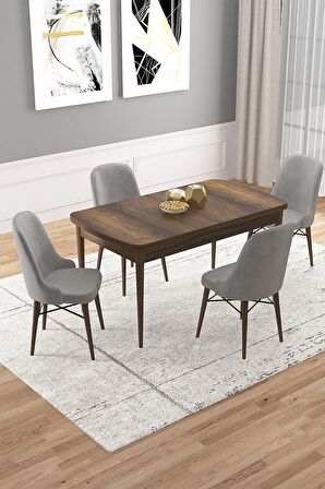 Rovena Rain Barok 70x114 Açılabilir Mdf Yemek Odası Takımı 4 Adet Sandalye