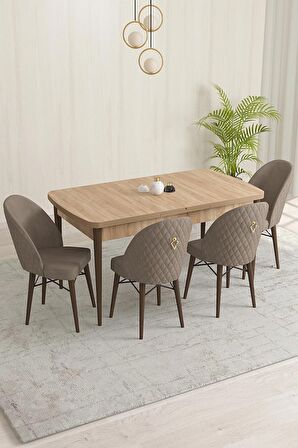 Rovena Liora Meşe 70x114 Açılabilir Mdf Mutfak Masası Takımı 4 Adet Sandalye