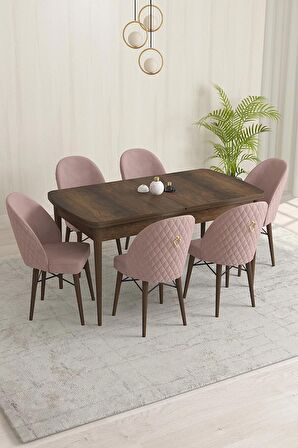 Rovena Liora Barok 70x114 Açılabilir Mdf Mutfak Masası Takımı 6 Adet Sandalye