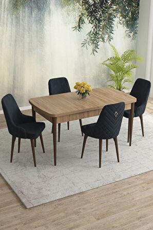 Rovena Blanca Meşe 80x132 Açılabilir Mdf Yemek Odası Takımı 4 Adet Sandalye
