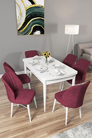 Rovena Mary Beyaz 70x114 Açılabilir Mdf Yemek Odası Takımı 6 Adet Sandalye