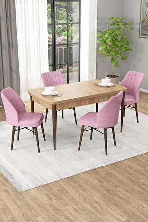 Rovena Mary Meşe 70x114 Açılabilir Mdf Yemek Odası Takımı 4 Adet Sandalye