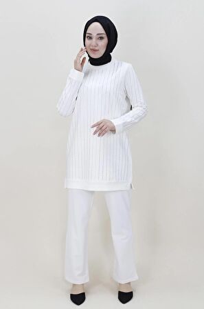 CYLN71187 İKİ İPLİK KUMAŞ TAŞ BASKILI İKİLİ TAKIM