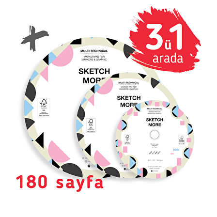 Super set 3ü1 arada yuvarlak albüm d11+d15+d20 cm 180 sayfa (marker ve grafik için)