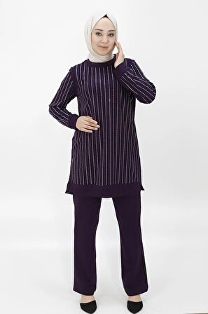 CYLN71187 İKİ İPLİK KUMAŞ TAŞ BASKILI İKİLİ TAKIM