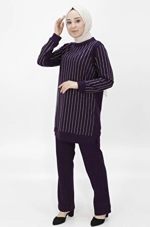 CYLN71187 İKİ İPLİK KUMAŞ TAŞ BASKILI İKİLİ TAKIM