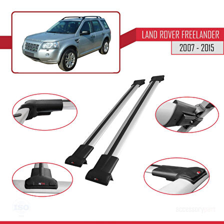 Land Rover Freelander 2 (L359) 2007-2015 Arası ile Uyumlu FLY Model Ara Atkı Tavan Barı Gri 2 Adet