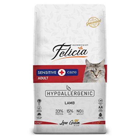 Felicia az tahıllı adult kedi 12kg yetişkin kuzu etli hypoallergenic kedi maması hipoalerjenik