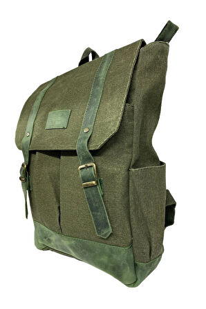 Kanvas Deri Su Geçirmez Unisex Laptop Bölmeli Gezi Okul Seyahat Kamp Sırt Çantası