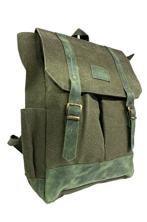 Kanvas Deri Su Geçirmez Unisex Laptop Bölmeli Gezi Okul Seyahat Kamp Sırt Çantası