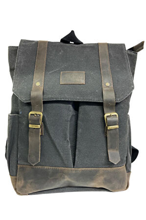 Kanvas Deri Su Geçirmez Unisex Laptop Bölmeli Gezi Okul Seyahat Kamp Sırt Çantası