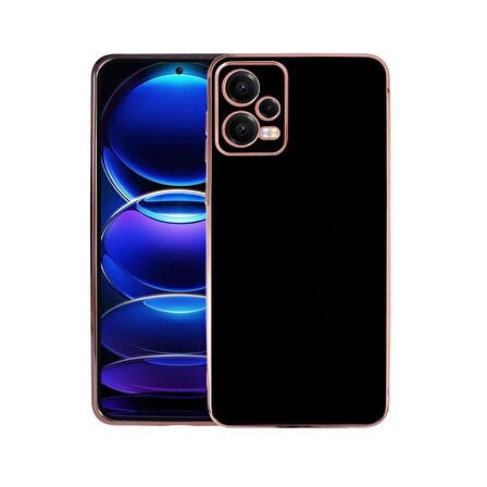 Gpack Xiaomi Redmi Note 12 4G Kılıf Bark Parlak Silikon Renkli Kenarları Rose