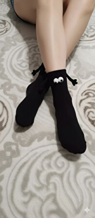 Siyah Halay Çeken Çorap Arkadaş Çorabı