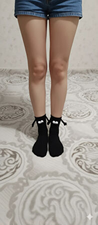 Siyah Halay Çeken Çorap Arkadaş Çorabı