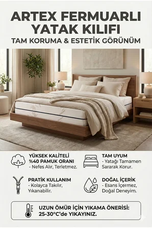 Kılıf Bamboo 80x190 Yatak Kılıfı Koruyucusu Örtüsü Fermuarlı Kapitone Fit Zippered Mattress Cover