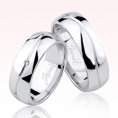 Dalgalı Beyaz Bombeli Altın Alyans 1705-4