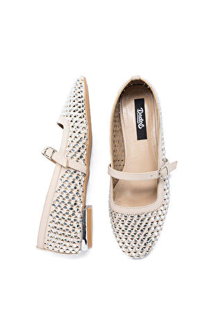 1705 Kadın Taş Detaylı Topuklu Babet