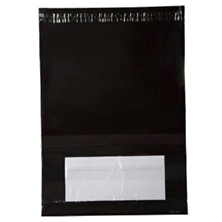 100 Adet Cepli 35x45+5 cm Siyah Kargo Poşeti Büyük Boy Kargo Torbası 80 Mikron