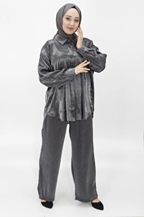 CYLN24703 PAMUKLU SATEN KUMAŞ ÖNÜ TAŞLI İKİLİ TAKIM