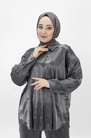 CYLN24703 PAMUKLU SATEN KUMAŞ ÖNÜ TAŞLI İKİLİ TAKIM