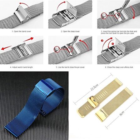 Gpack Honor Watch GS 3i Kordon Çıtçıtlı Hasır Metal Örgülü KRD 45