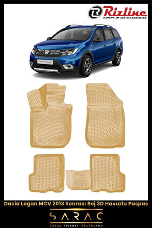 Rizline Dacia Logan 2017 Model BEJ 3D Havuzlu Paspas