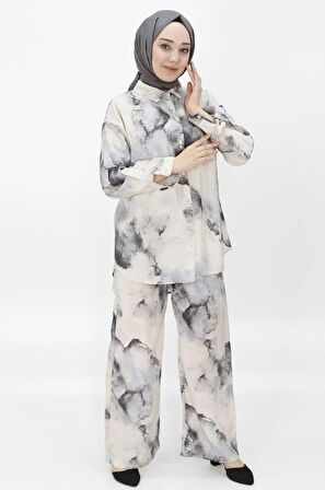 CYLN24221 JESSICA KUMAŞ DESENLİ İKİLİ TAKIM