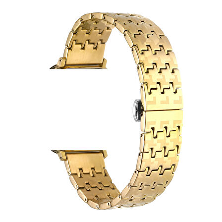 Gpack Apple Watch 4 5 uyumlu 38mm Kordon Metal Zigzag Fit Tasarım Desenli KRD86