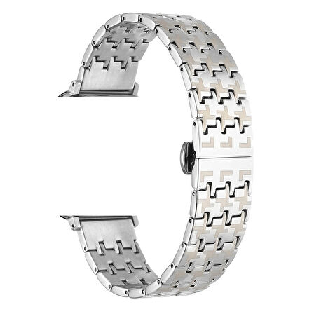 Gpack Apple Watch 4 5 uyumlu 44mm Kordon Metal Zigzag Fit Tasarım Desenli KRD86
