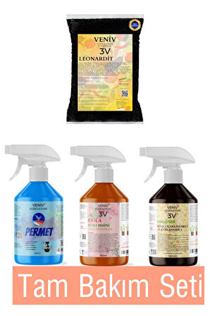 4'lü Evde Bitki Yetiştirme Seti Köklendirme+Koruma+Bitki Besini+Leonardit 1 kg +Viola+Prooter+Permet