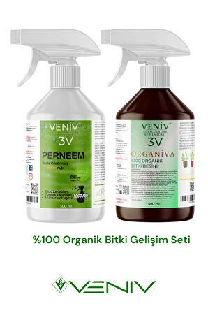 3V Perneem- Neem Yağı İçeren | Organiva - %100 Organik Bitki Koruma + Besin- Tüm Bitkiler-Haşereler