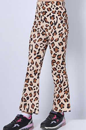 KIZ ÇOCUK TAYT LEOPAR VE KALP DESENLİ İSPANYOL PAÇA C53