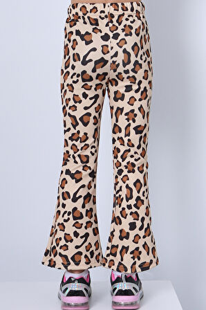 KIZ ÇOCUK TAYT LEOPAR VE KALP DESENLİ İSPANYOL PAÇA C53