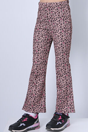 KIZ ÇOCUK TAYT LEOPAR VE KALP DESENLİ İSPANYOL PAÇA C53