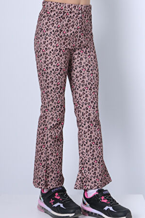 KIZ ÇOCUK TAYT LEOPAR VE KALP DESENLİ İSPANYOL PAÇA C53