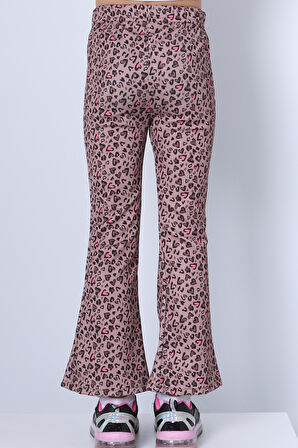 KIZ ÇOCUK TAYT LEOPAR VE KALP DESENLİ İSPANYOL PAÇA C53