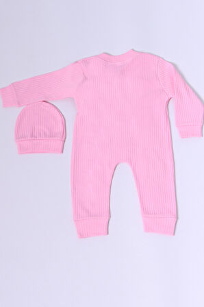 BEBEK TULUM ŞAPKA HEDİYELİ DÜĞMELİ AYICIK DETAYLI C32