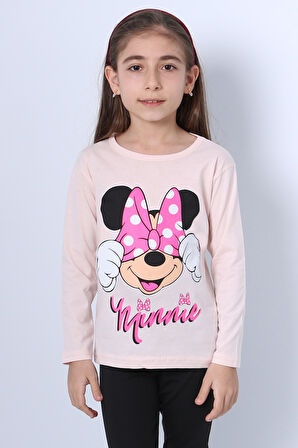 KIZ ÇOCUK UZUN KOLLU TSHİRT 4 MEVSİM BASKILI BİSİKLET YAKA C43