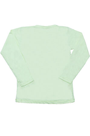 KIZ ÇOCUK UZUN KOLLU TSHİRT PULLU HARF BASKILI BİSİKLET YAKA E9