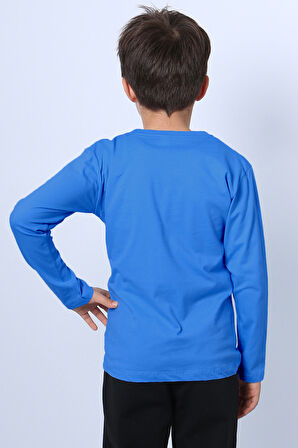 ERKEK ÇOCUK UZUN KOLLU TSHİRT ASTRONOT BASKILI BİSİKLET YAKA B40