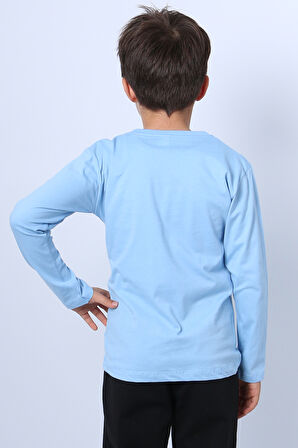 ERKEK ÇOCUK UZUN KOLLU TSHİRT ASTRONOT BASKILI BİSİKLET YAKA B40