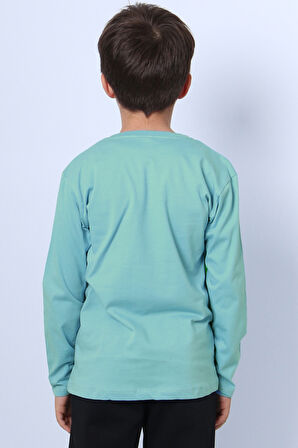 ERKEK ÇOCUK UZUN KOLLU TSHİRT KARAKTER BASKILI BİSİKLET YAKA E10