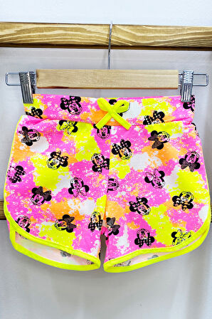 KIZ ÇOCUK ŞORT BASKILI FİYONKLU BELİ LASTİKLİ A22